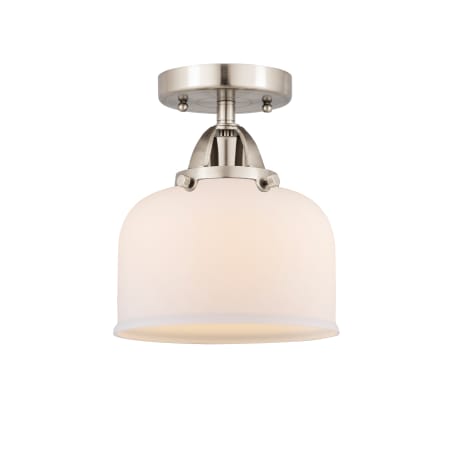 A large image of the Innovations Lighting 288-1C-9-8 Bell Semi-Flush Brushed Satin Nickel / Matte White