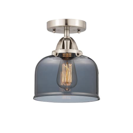 A large image of the Innovations Lighting 288-1C-9-8 Bell Semi-Flush Brushed Satin Nickel / Plated Smoke