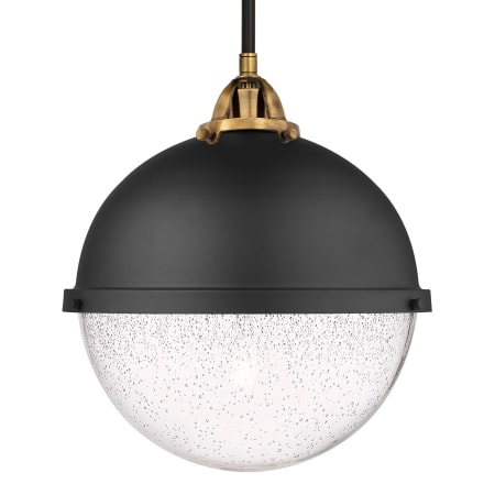 A large image of the Innovations Lighting 288-1S-16-13 Hampden Pendant Black Antique Brass / Seedy