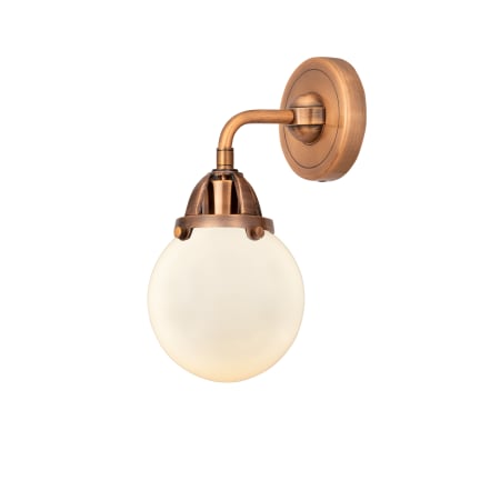 A large image of the Innovations Lighting 288-1W-11-6 Beacon Sconce Antique Copper / Matte White