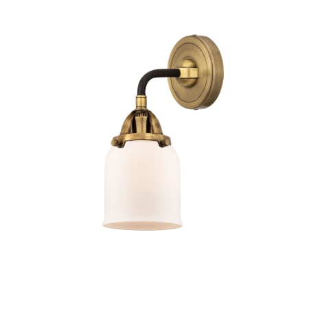 A large image of the Innovations Lighting 288-1W-11-5 Bell Sconce Black Antique Brass / Matte White