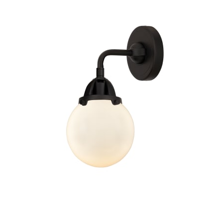 A large image of the Innovations Lighting 288-1W-10-6 Beacon Sconce Matte Black / Matte White