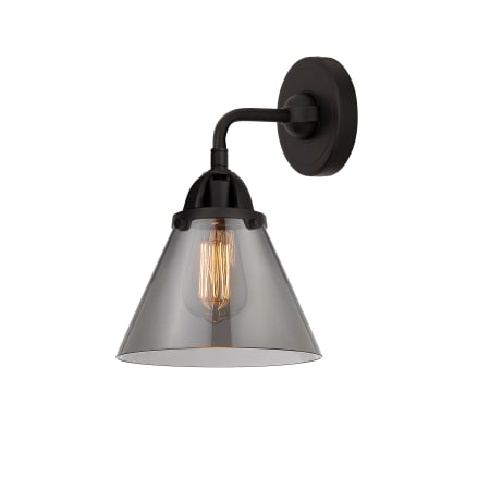 A large image of the Innovations Lighting 288-1W-10-8 Cone Sconce Matte Black / Plated Smoke