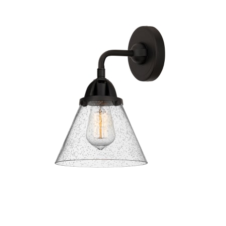 A large image of the Innovations Lighting 288-1W-10-8 Cone Sconce Matte Black / Seedy