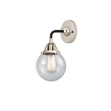 A large image of the Innovations Lighting 288-1W-11-6 Beacon Sconce Black Polished Nickel / Seedy