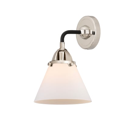 A large image of the Innovations Lighting 288-1W-11-8 Cone Sconce Black Polished Nickel / Matte White