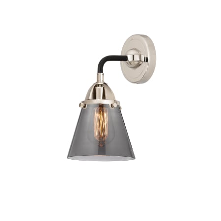 A large image of the Innovations Lighting 288-1W-11-7 Cone Sconce Black Polished Nickel / Plated Smoke