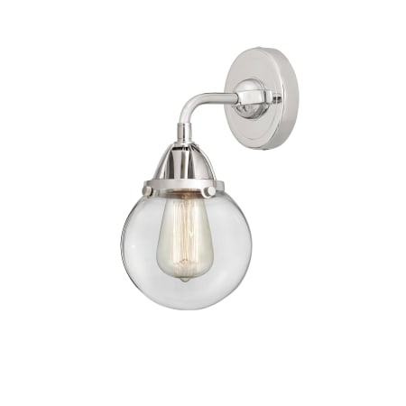 A large image of the Innovations Lighting 288-1W-10-6 Beacon Sconce Polished Chrome / Clear