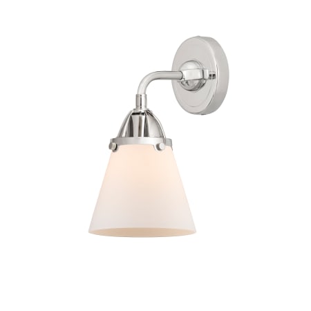 A large image of the Innovations Lighting 288-1W-10-6 Cone Sconce Polished Chrome / Matte White