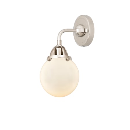 A large image of the Innovations Lighting 288-1W-11-6 Beacon Sconce Polished Nickel / Matte White