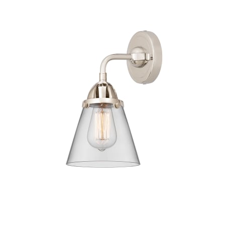 A large image of the Innovations Lighting 288-1W-10-6 Cone Sconce Polished Nickel / Clear