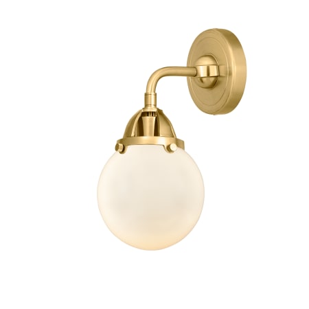 A large image of the Innovations Lighting 288-1W-11-6 Beacon Sconce Satin Gold / Matte White