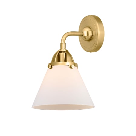 A large image of the Innovations Lighting 288-1W-11-8 Cone Sconce Satin Gold / Matte White