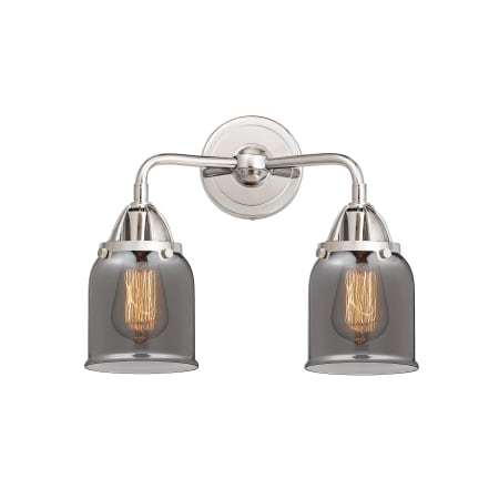 A large image of the Innovations Lighting 288-2W-12-13 Bell Vanity Polished Chrome / Plated Smoke