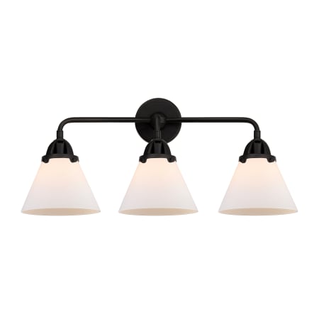 A large image of the Innovations Lighting 288-3W-10-26 Cone Vanity Matte Black / Matte White