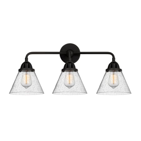 A large image of the Innovations Lighting 288-3W-10-26 Cone Vanity Matte Black / Seedy