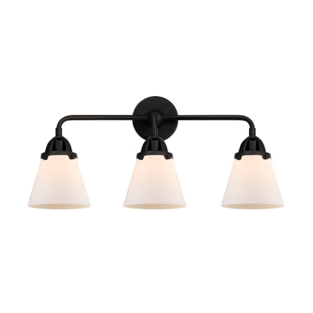 A large image of the Innovations Lighting 288-3W-10-24 Cone Vanity Matte Black / Matte White