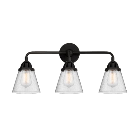 A large image of the Innovations Lighting 288-3W-10-24 Cone Vanity Matte Black / Seedy