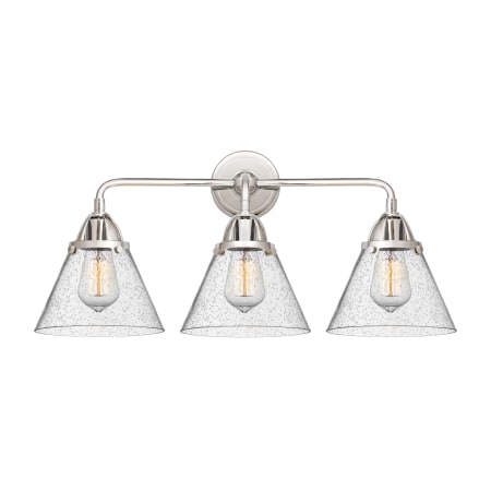 A large image of the Innovations Lighting 288-3W-10-26 Cone Vanity Polished Chrome / Seedy