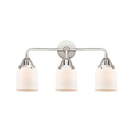 A large image of the Innovations Lighting 288-3W-10-23 Bell Vanity Polished Chrome / Matte White