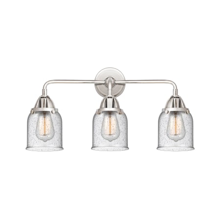 A large image of the Innovations Lighting 288-3W-10-23 Bell Vanity Polished Chrome / Seedy