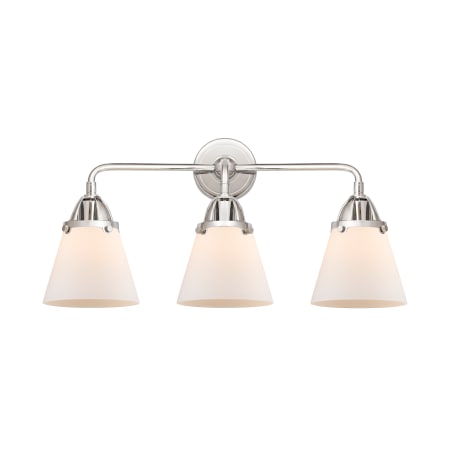 A large image of the Innovations Lighting 288-3W-10-24 Cone Vanity Polished Chrome / Matte White