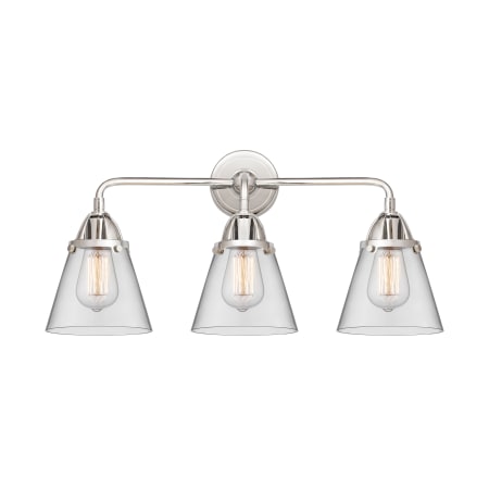 A large image of the Innovations Lighting 288-3W-10-24 Cone Vanity Polished Chrome / Clear