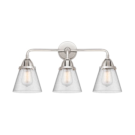 A large image of the Innovations Lighting 288-3W-10-24 Cone Vanity Polished Chrome / Seedy