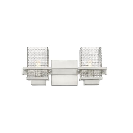 A large image of the Innovations Lighting 310-2W-6-15 Wellfleet Vanity Satin Nickel / Clear