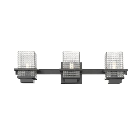 A large image of the Innovations Lighting 310-3W-6-24 Wellfleet Vanity Black / Clear