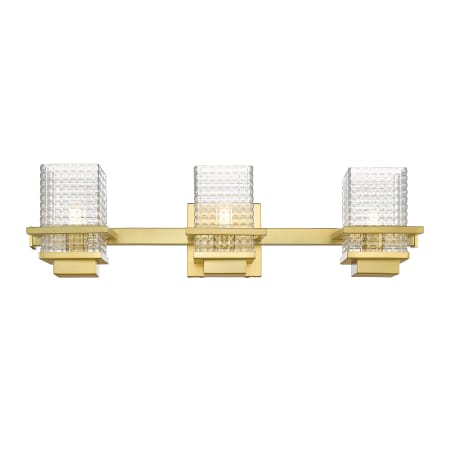 A large image of the Innovations Lighting 310-3W-6-24 Wellfleet Vanity Satin Gold / Clear