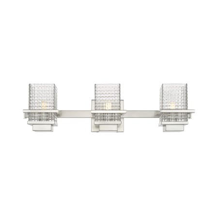 A large image of the Innovations Lighting 310-3W-6-24 Wellfleet Vanity Satin Nickel / Clear