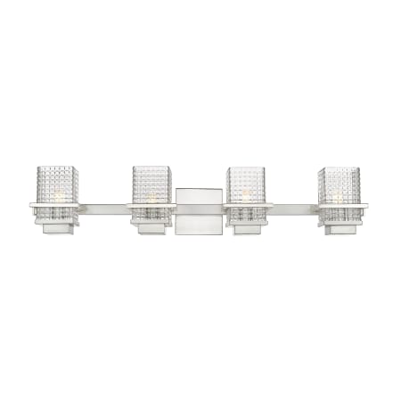 A large image of the Innovations Lighting 310-4W-6-33 Wellfleet Vanity Satin Nickel / Clear
