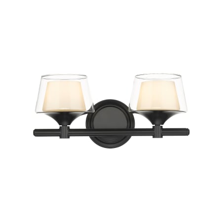 A large image of the Innovations Lighting 311-2W-7-15 Laguna Vanity Black / White / Clear