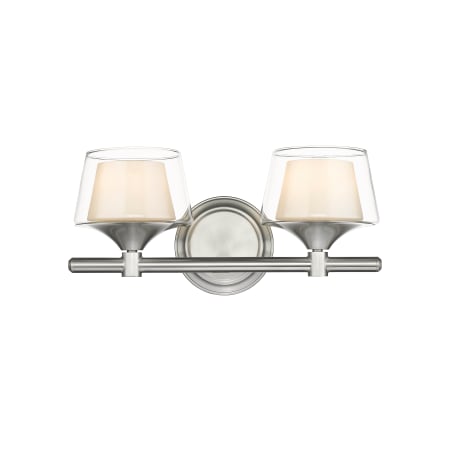 A large image of the Innovations Lighting 311-2W-7-15 Laguna Vanity Satin Nickel / White / Clear