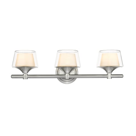 A large image of the Innovations Lighting 311-3W-7-24 Laguna Vanity Satin Nickel / White / Clear