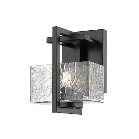 A large image of the Innovations Lighting 312-1W-8-5 Striate Sconce Black / Clear