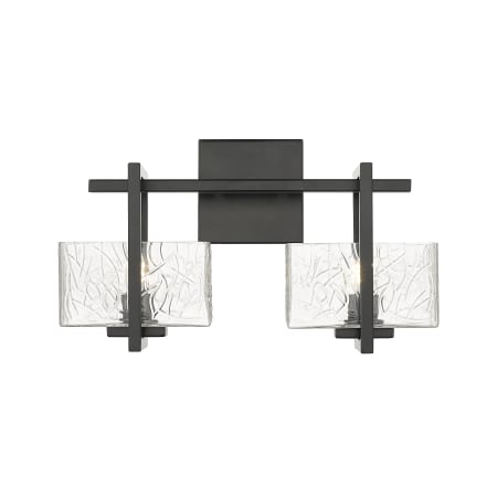 A large image of the Innovations Lighting 312-2W-9-15 Striate Vanity Black / Clear