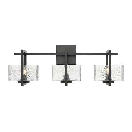 A large image of the Innovations Lighting 312-3W-9-24 Striate Vanity Black / Clear