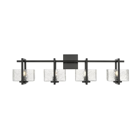 A large image of the Innovations Lighting 312-4W-9-33 Striate Vanity Black / Clear