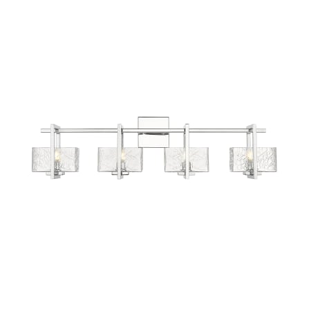 A large image of the Innovations Lighting 312-4W-9-33 Striate Vanity Polished Chrome / Clear