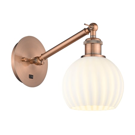 A large image of the Innovations Lighting 317-1W-8-6 White Venetian Sconce Antique Copper