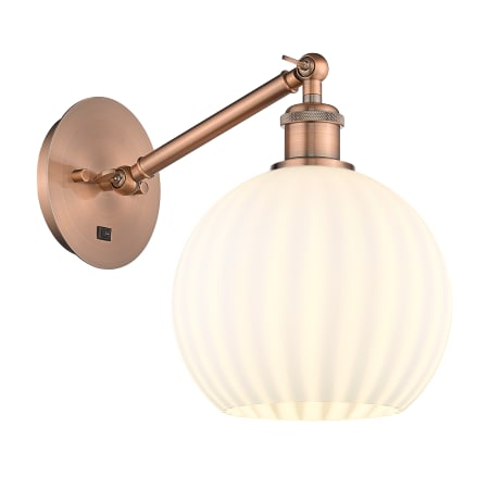 A large image of the Innovations Lighting 317-1W-10-8 White Venetian Sconce Antique Copper