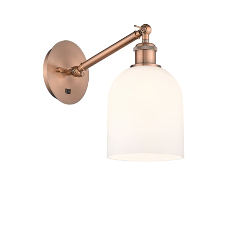 A large image of the Innovations Lighting 317-1W-10-6 Bella Sconce Antique Copper / Gloss White