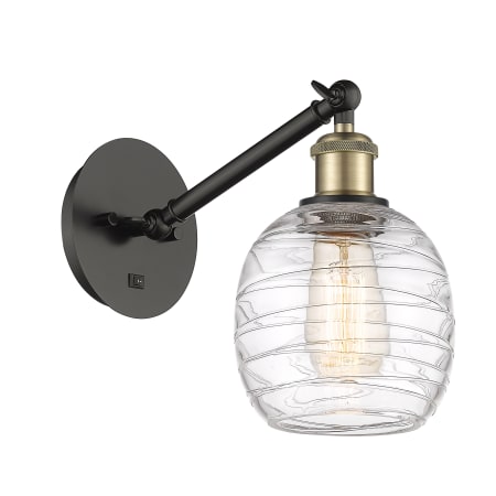 A large image of the Innovations Lighting 317-1W-13-6 Belfast Sconce Black Antique Brass / Deco Swirl