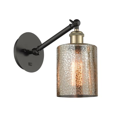 A large image of the Innovations Lighting 317-1W-12-6 Cobbleskill Sconce Black Antique Brass / Mercury