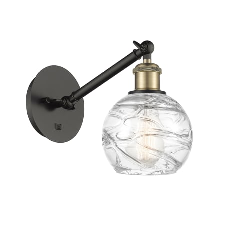 A large image of the Innovations Lighting 317-1W-12-6 Athens Sconce Black Antique Brass / Clear Deco Swirl