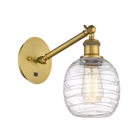A large image of the Innovations Lighting 317-1W-13-6 Belfast Sconce Brushed Brass / Deco Swirl