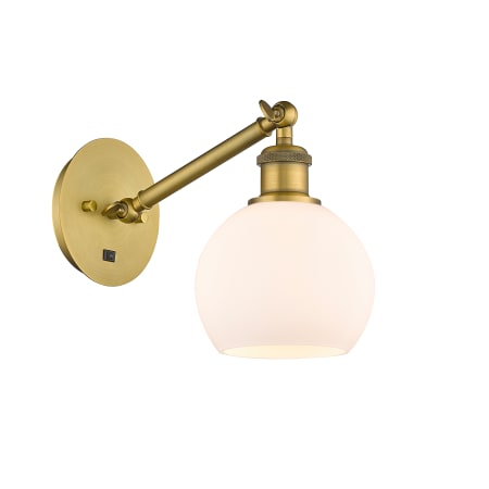 A large image of the Innovations Lighting 317-1W-12-6 Athens Sconce Brushed Brass / Matte White