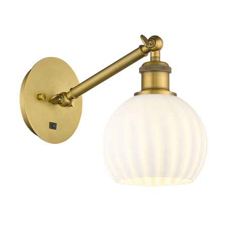 A large image of the Innovations Lighting 317-1W-8-6 White Venetian Sconce Brushed Brass